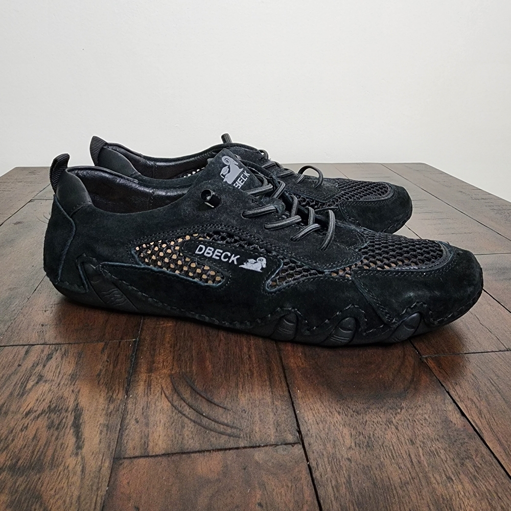 DBECK Men's Black AirWalker Suede & Mesh Ultralight Loafers 42(US 9) Biking Wear